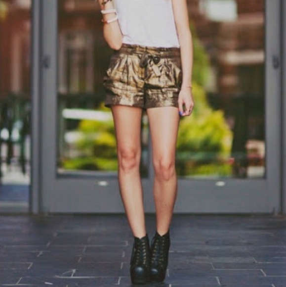 BCBGMaxAzria Pants - BCBGMAXAZRIA Sabina Metallic Dressy Shorts